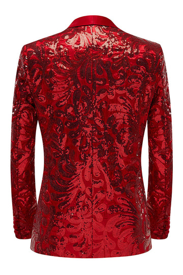 Glitter Red Sequins Blazer Masculino